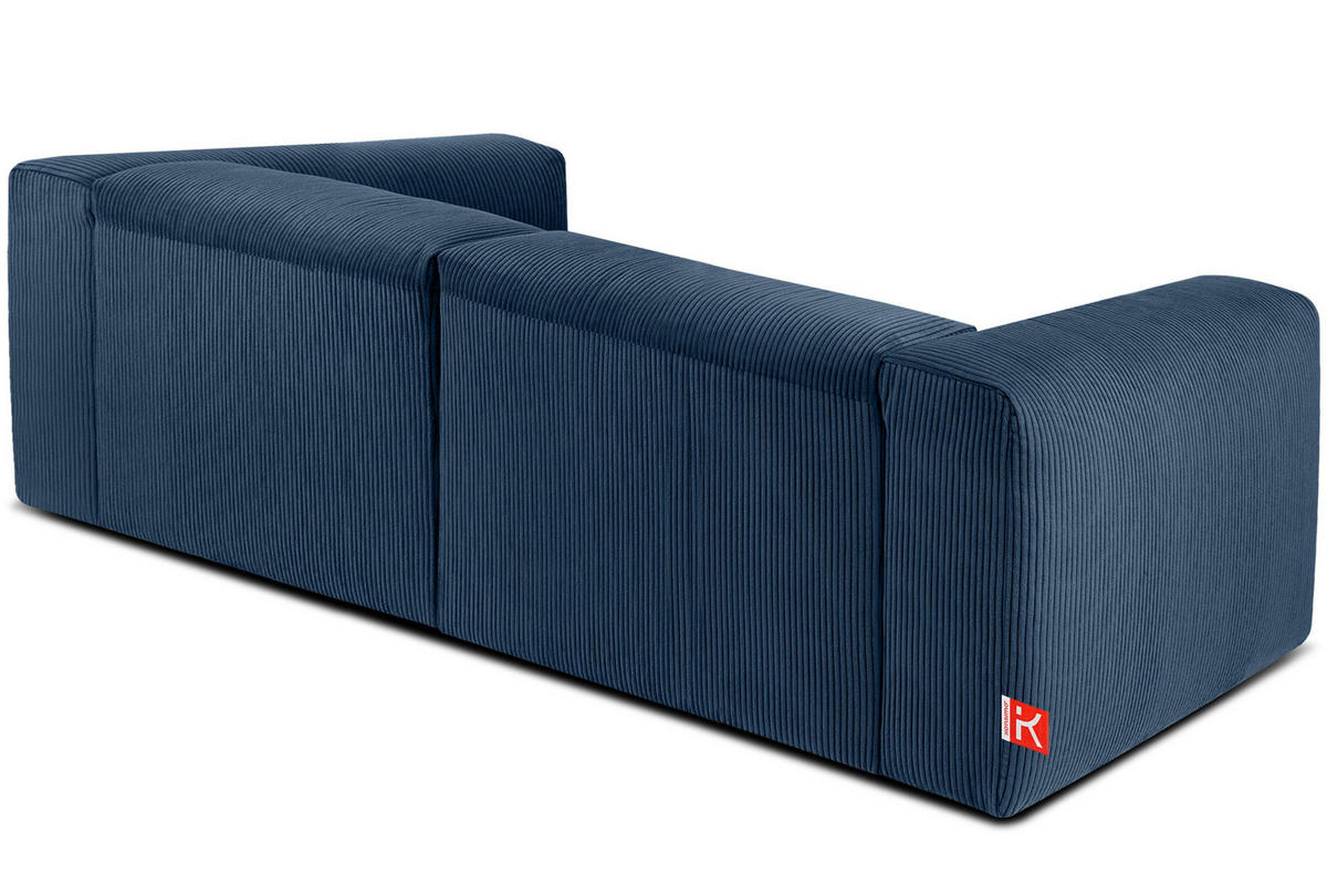 2,5-SITZER-MODULSOFA BUFFO mit extrem weicher und bequemer Sitzfläche, Kordstoff, marineblau - Blau/Grün, Textil (250/73/96cm) - KONSIMO®