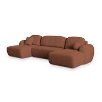 ROHOVÁ SEDAČKA SAVONA terakotová - černá/terakotová, dřevo/textil (320/148cm) - MASSENO