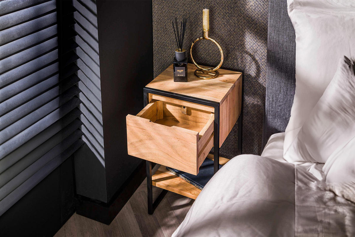 NACHTTISCH SEKI Holz Akazie - Braun, Holz (30/55/30cm) - KAWOLA