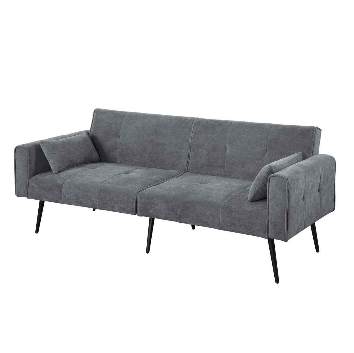 SCHLAFSOFA mit verstellbarer Rückenlehne Stoff Grau - Grau, Holzwerkstoff (175/71/71cm) - Meubliv