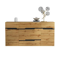 KOMMODE 160 x 40 x 80 cm mit 4 Schubladen, Holzfarbe + Schwarz - Naturfarben, Holzwerkstoff (40/80/160cm) - KOMHTOM