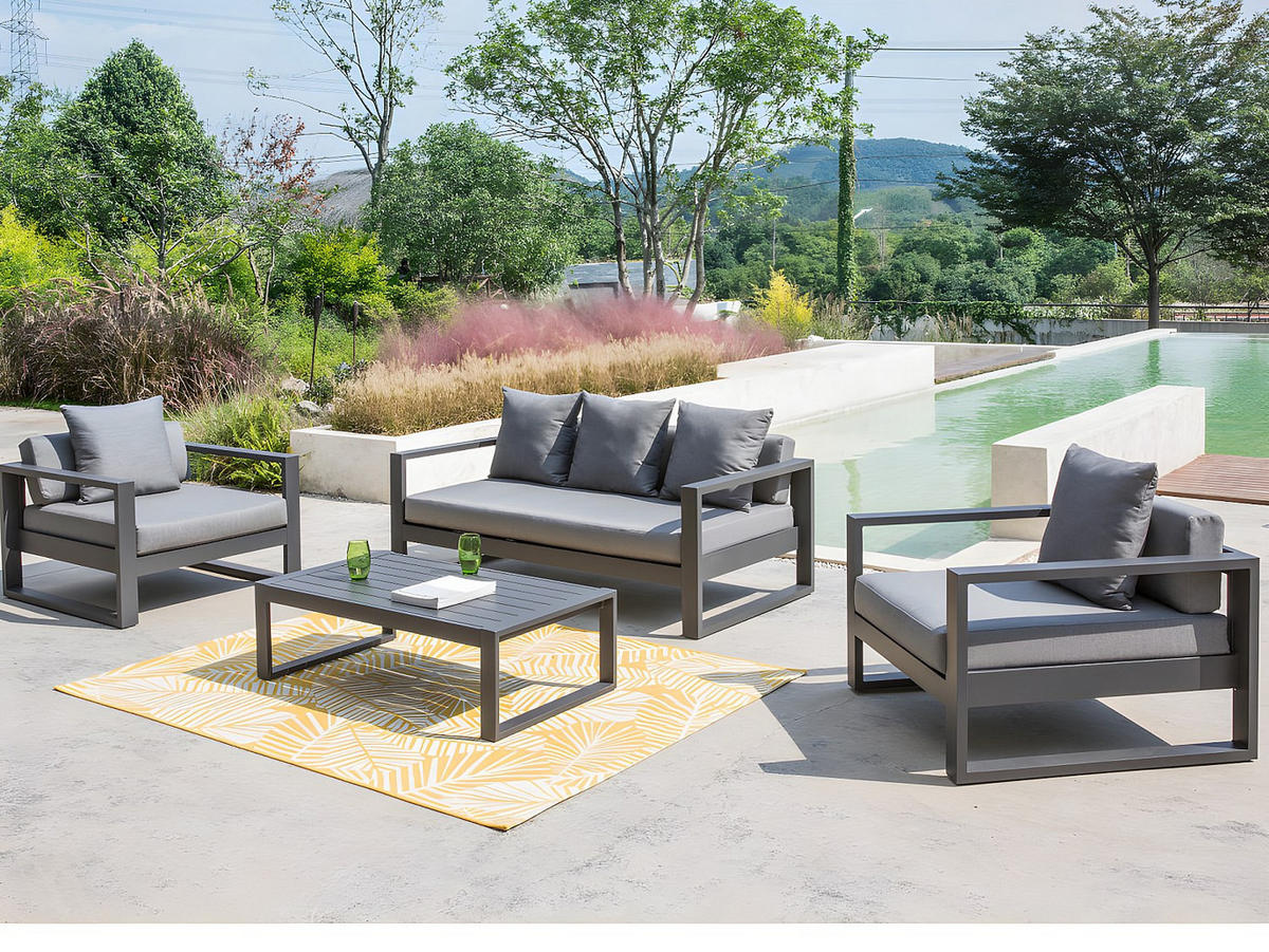 GARTENSESSEL - 1 -Sitzer - Aluminium - anthrazitgrau - MOLOKAI - Anthrazit, Metall (90/60.5/90cm) - Vente-Unique