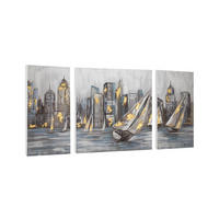 LEINWANDBILD 3-TEILIG Gelb 140/70 cm - Gelb/Grau, Textil (140/70cm) - KUNSTLOFT