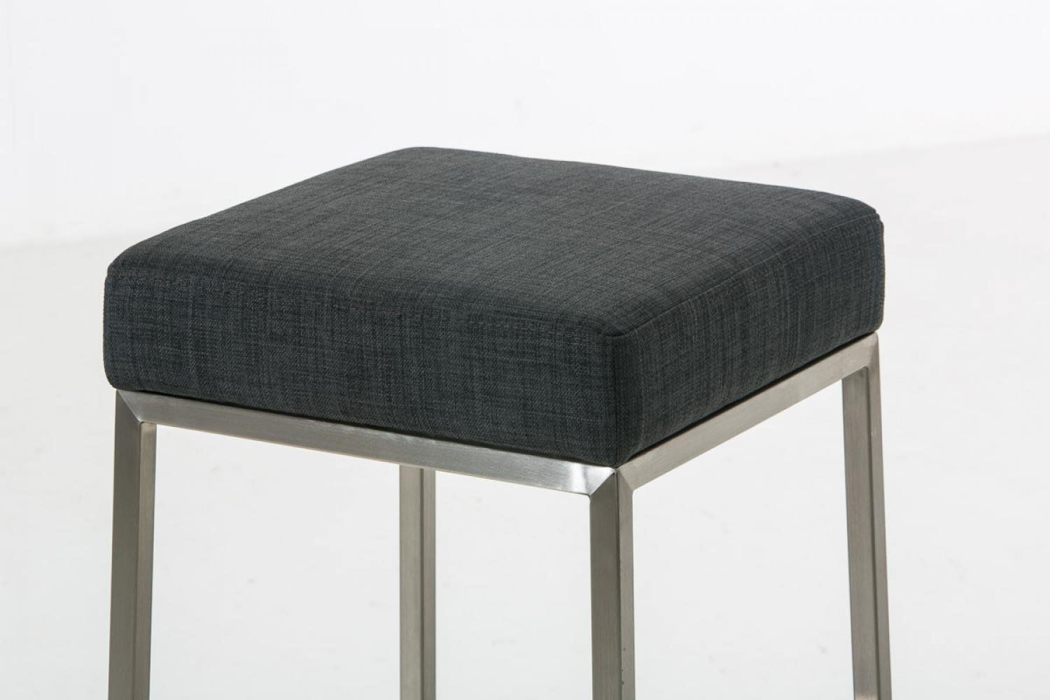 BARHOCKER Stoff dunkelgrau - Edelstahlfarben/Dunkelgrau, Textil/Metall (37/85/37cm) - CLP