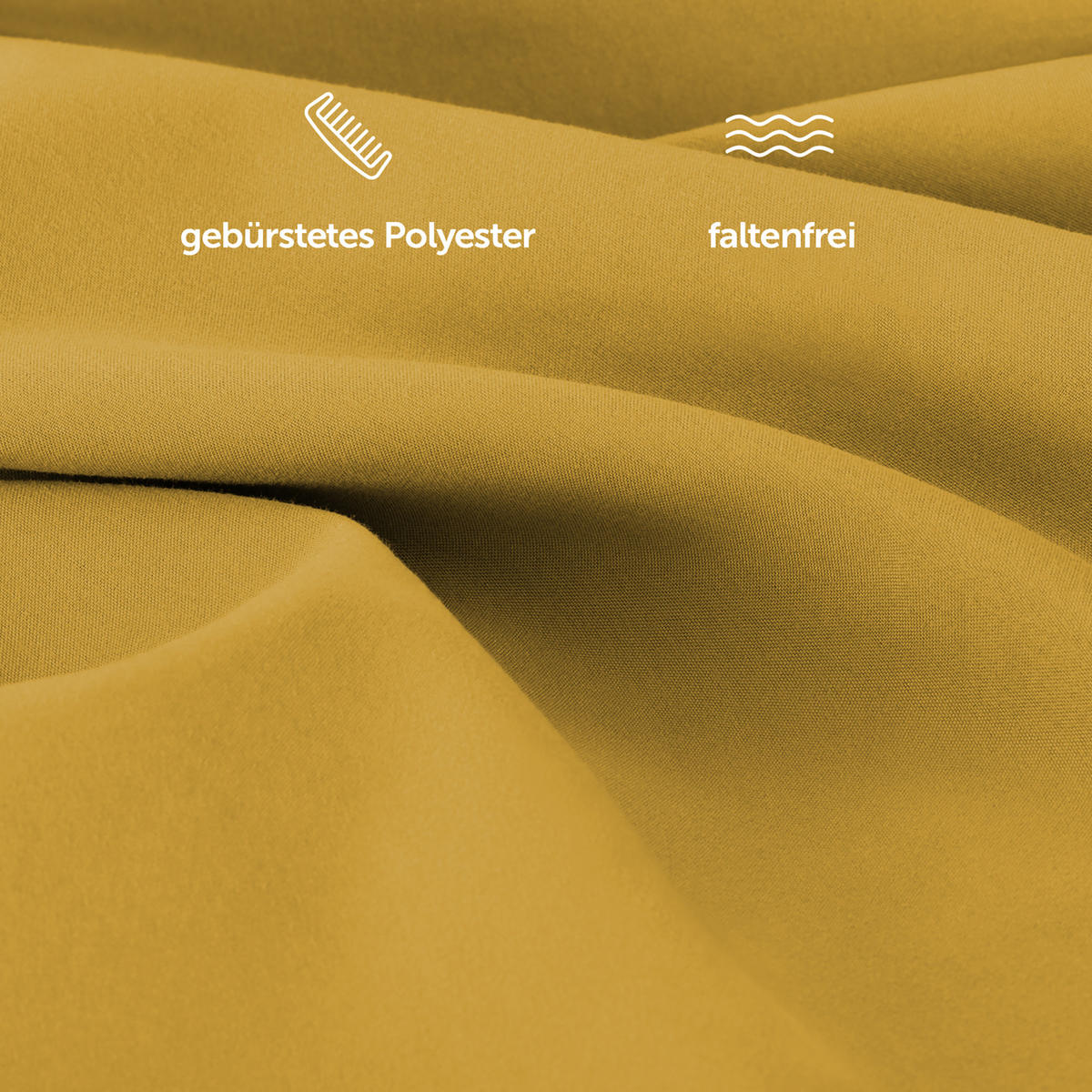BETTLAKEN 3er Set - Spannbettlaken 180x200x30cm 2X Kissenbezug 50x80cm - Spicy Mustard - Gelb - Gelb, Textil (180/200cm)