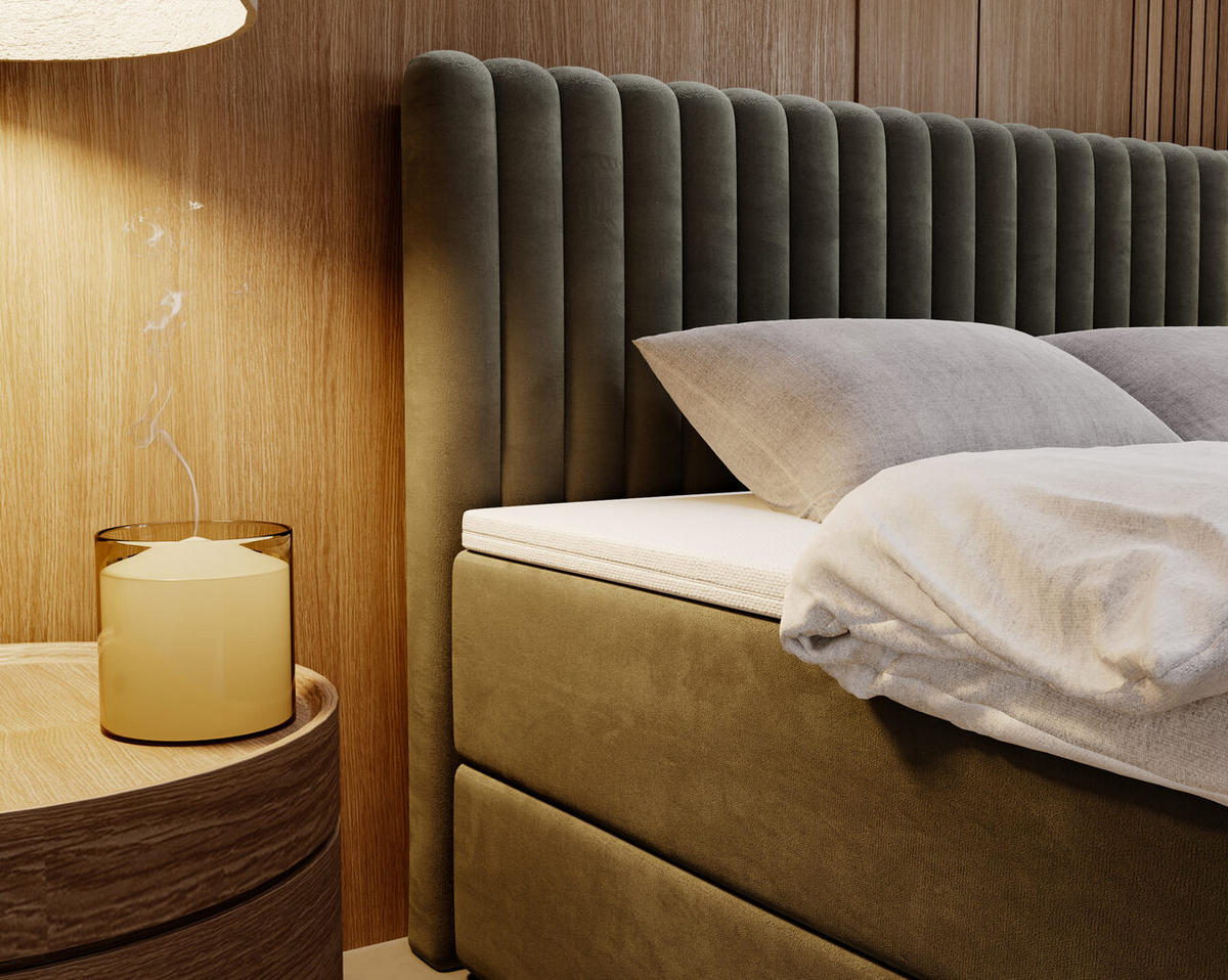 BOXBETT Marbella 160x200 Dunkelgrau - Dunkelgrau, Holz/Textil (160/200cm) - Graingold