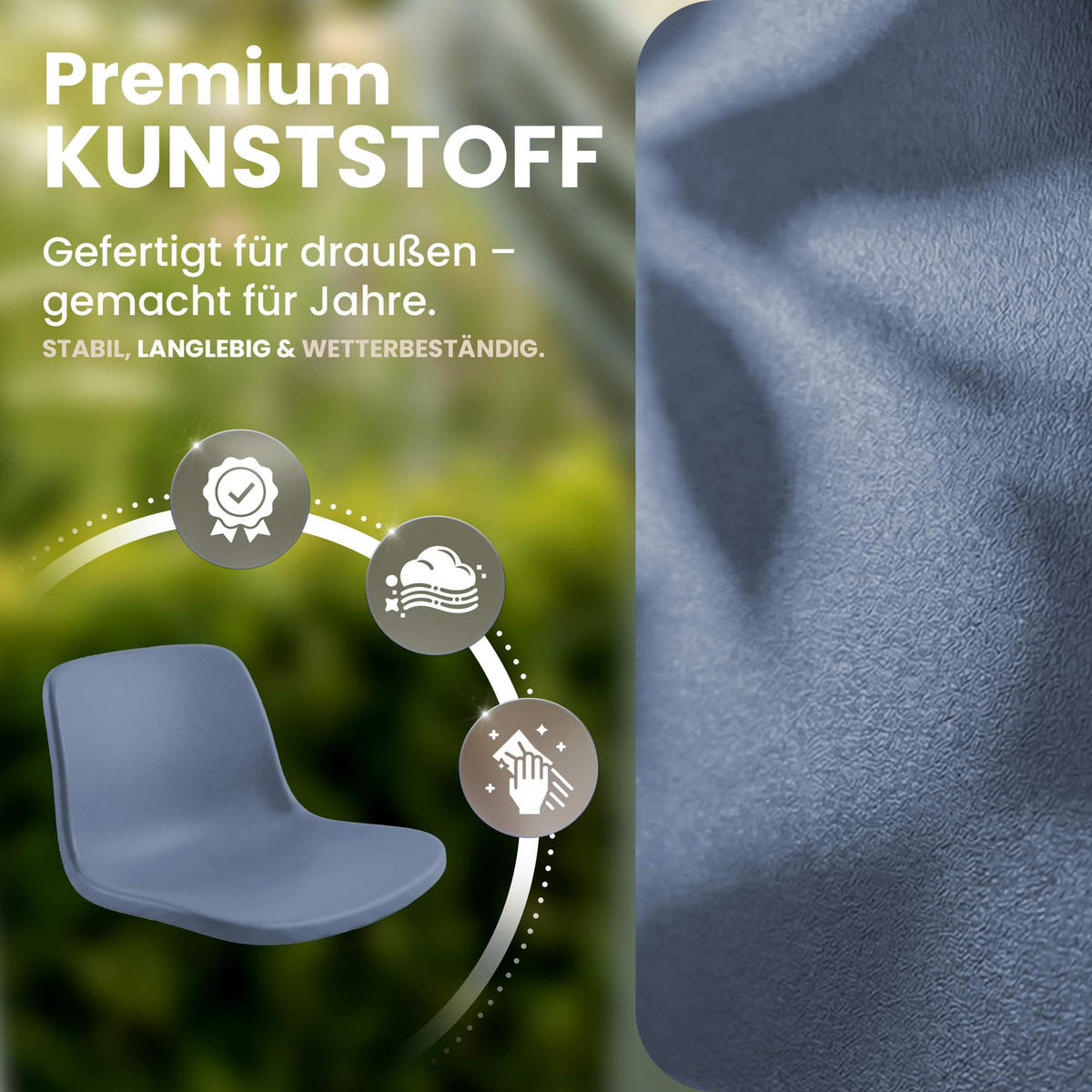 STUHL 2 Kunststoff Blau - Blau, Kunststoff/Metall (58/80/54cm) - CLP