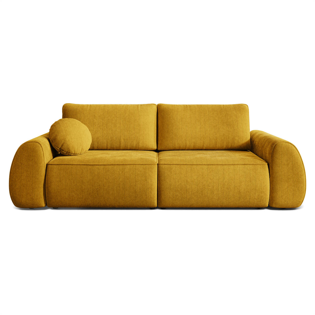 BETTSOFA ZEFEO Gelb Kordstoff mit Schlaffunktion - Gelb, Textil (264/96/106cm) - MASSENO