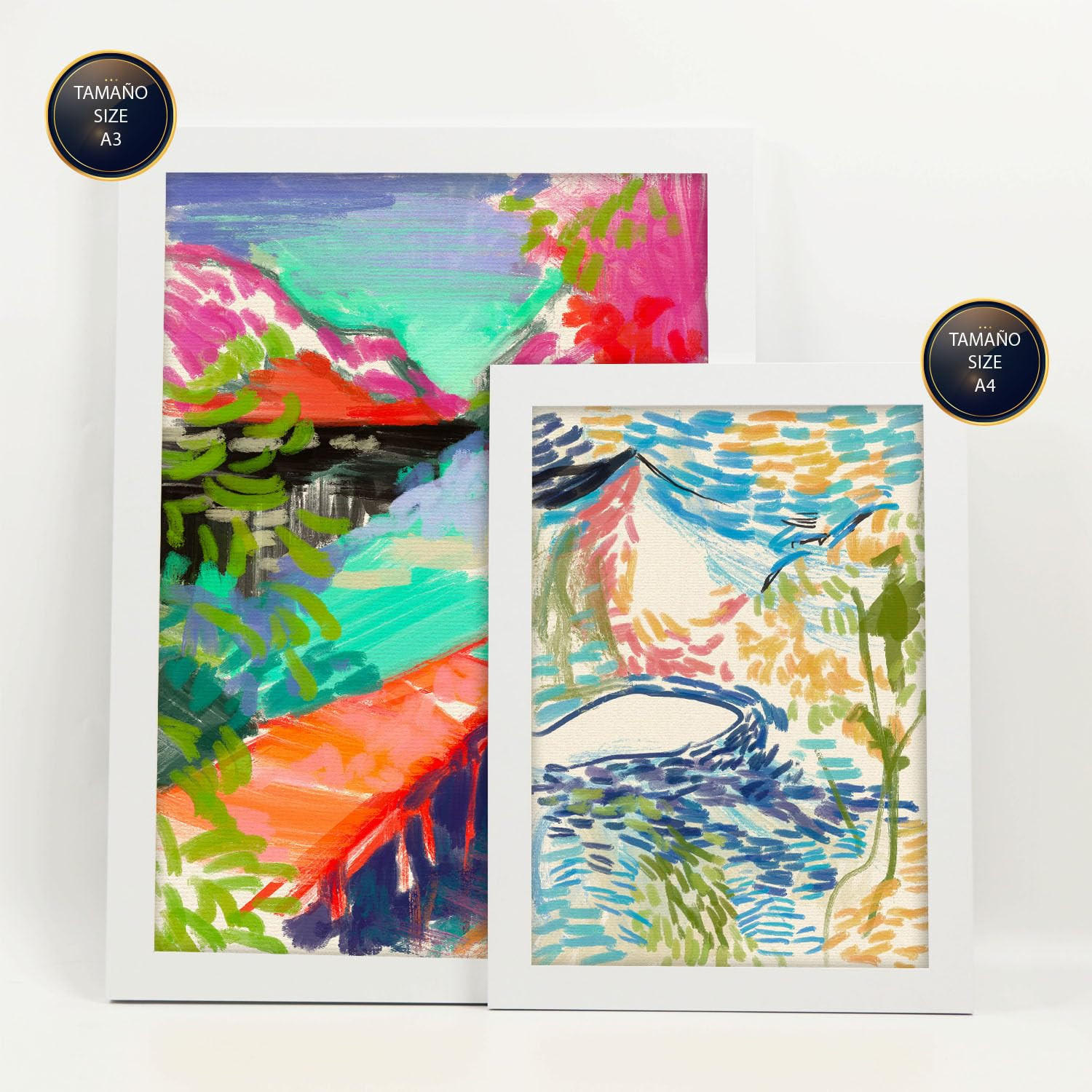 POSTER Set Mit 6 Essenz Der Natur In Kulissen Abstracts Ästhetische Dekorative Gemälde Für Ihr Wohnzimmer, Schlafzimmer, Zuhause A3 & A4 Weißer Rahmen - Weiß, Papier (29/3cm) - Nacnic