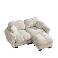 ECKSOFA DE-34384 L-Form mit Steppdesign und Ottoman Hellkhaki - Sandfarben, Textil (149/190cm) - ComfortXL