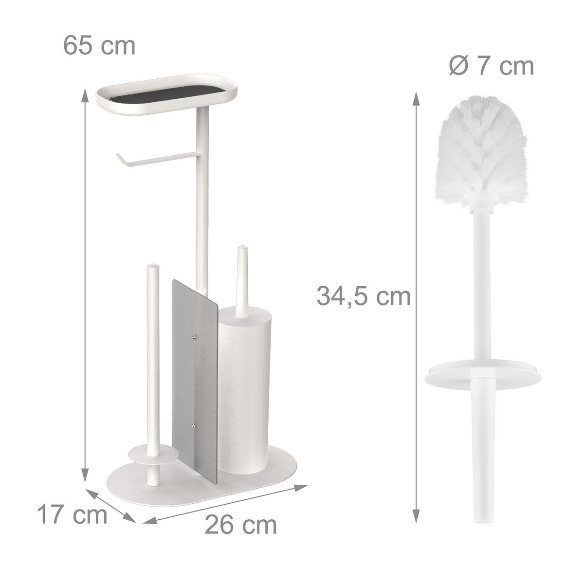 WC-GARNITUR - Weiß, Kunststoff/Textil (26/65/17cm) - Relaxdays