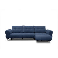 ECKSOFA SALVINI 4-Sitzer, dunkelblau - Schwarz/Dunkelblau, Holzwerkstoff/Textil (292/158cm) - Courtois Laville