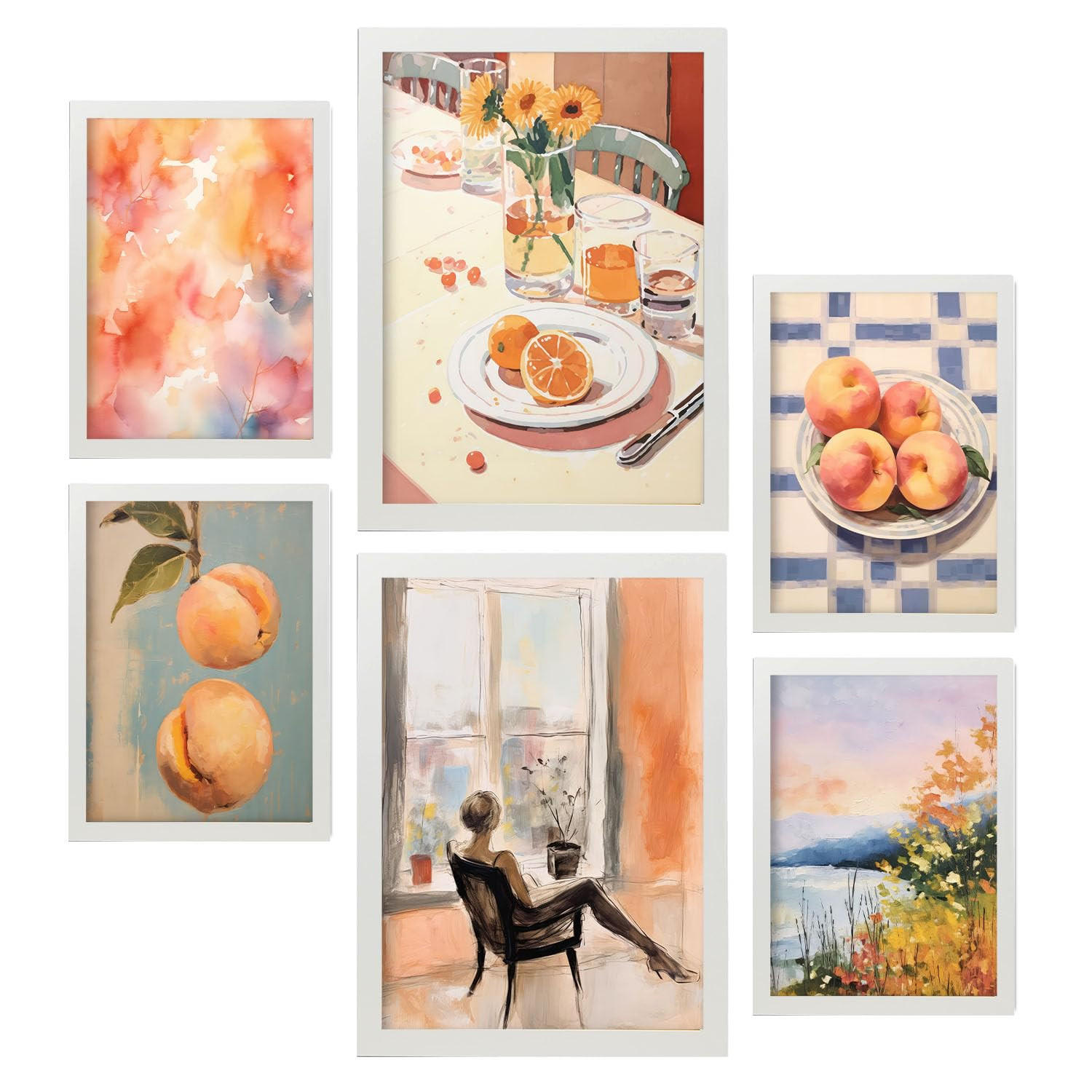 POSTER Set Mit 6 Vom Fenster A3 & A4 Weißer Rahmen - Weiß, Papier (29/3cm) - Nacnic