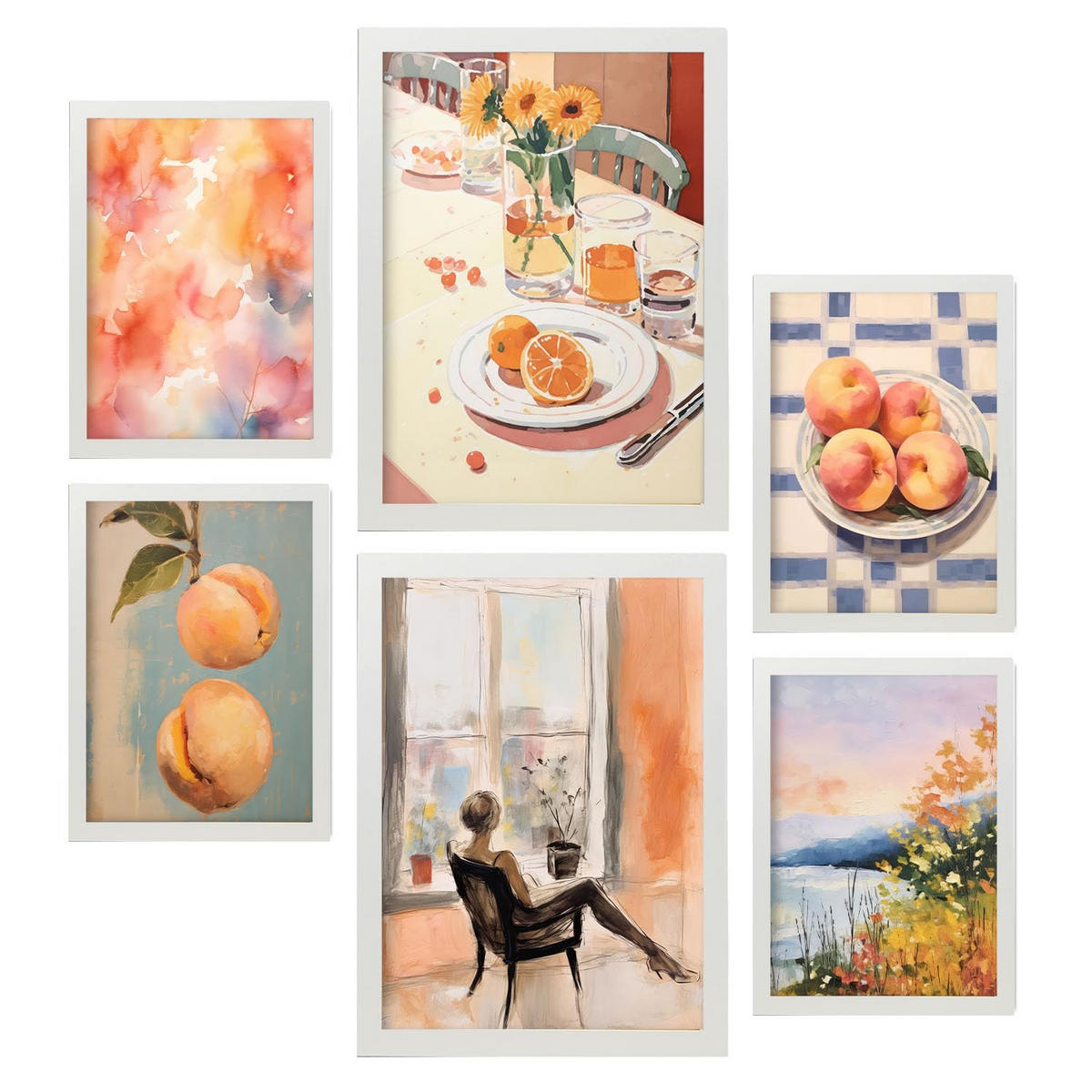 POSTER Set Mit 6 Vom Fenster A3 & A4 Weißer Rahmen - Weiß, Papier (29/3cm) - Nacnic