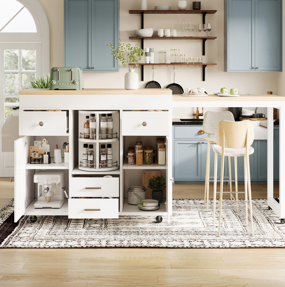 BARTISCH ausziehbar 110-180 cm Weiß MDF - Weiß, Holz (40/91/180cm) - Beauniv