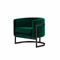 DESIGNSESSEL Glam Elegance – Individuell gefertigter Design-Sessel mit Edelstahlrahmen - Smaragdgrün/Schwarz, Textil/Metall (75/71/68cm) - Fortisline