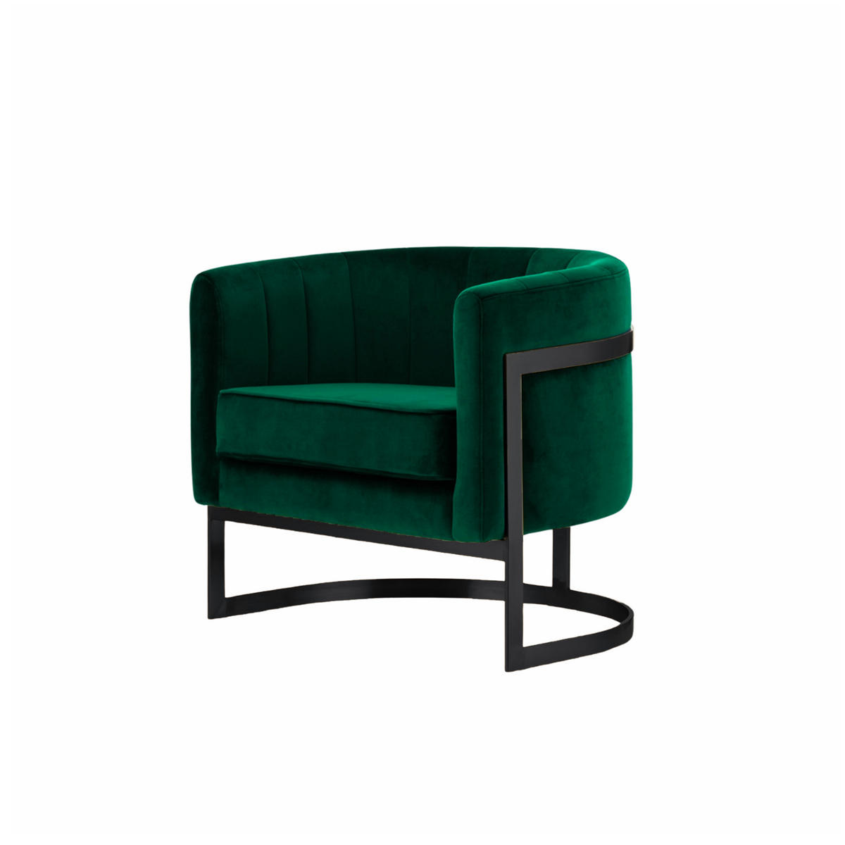 DESIGNSESSEL Glam Elegance – Individuell gefertigter Design-Sessel mit Edelstahlrahmen - Smaragdgrün/Schwarz, Textil/Metall (75/71/68cm) - Fortisline