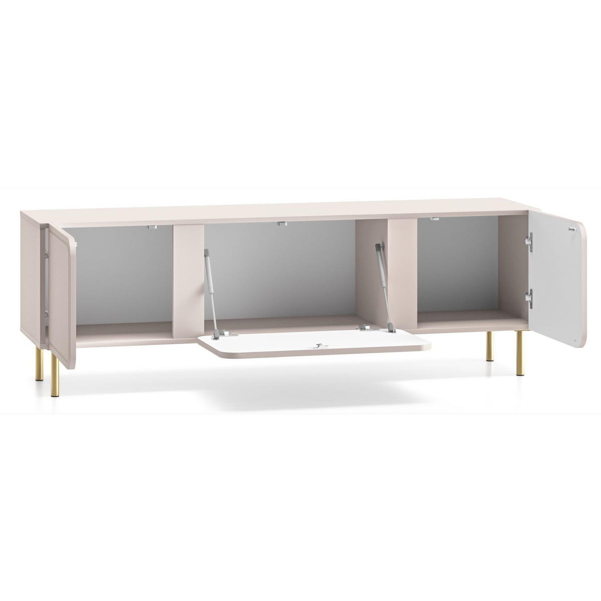 TV-LOWBOARD Loppa Kaschmirbeige 160 cm - Beige/Goldfarben, Holzwerkstoff (160/53/40cm) - Selsey