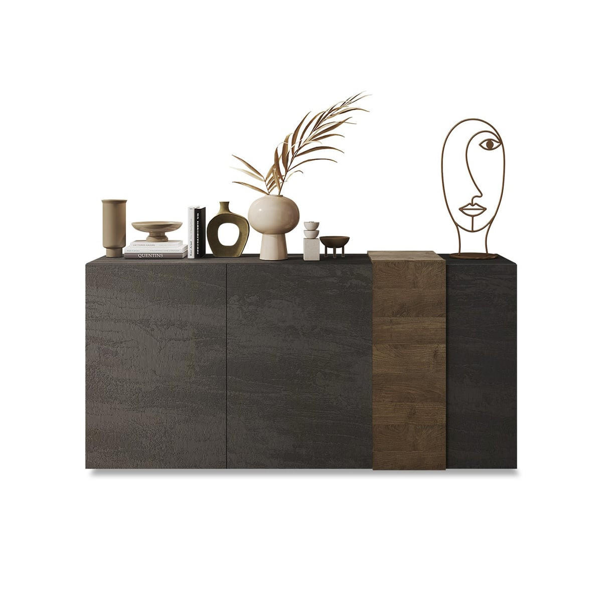 SIDEBOARD 3 Türen Pluton - L181 cm - Nussbaumfarben, Holzwerkstoff (44/84/181cm) - Calicosy