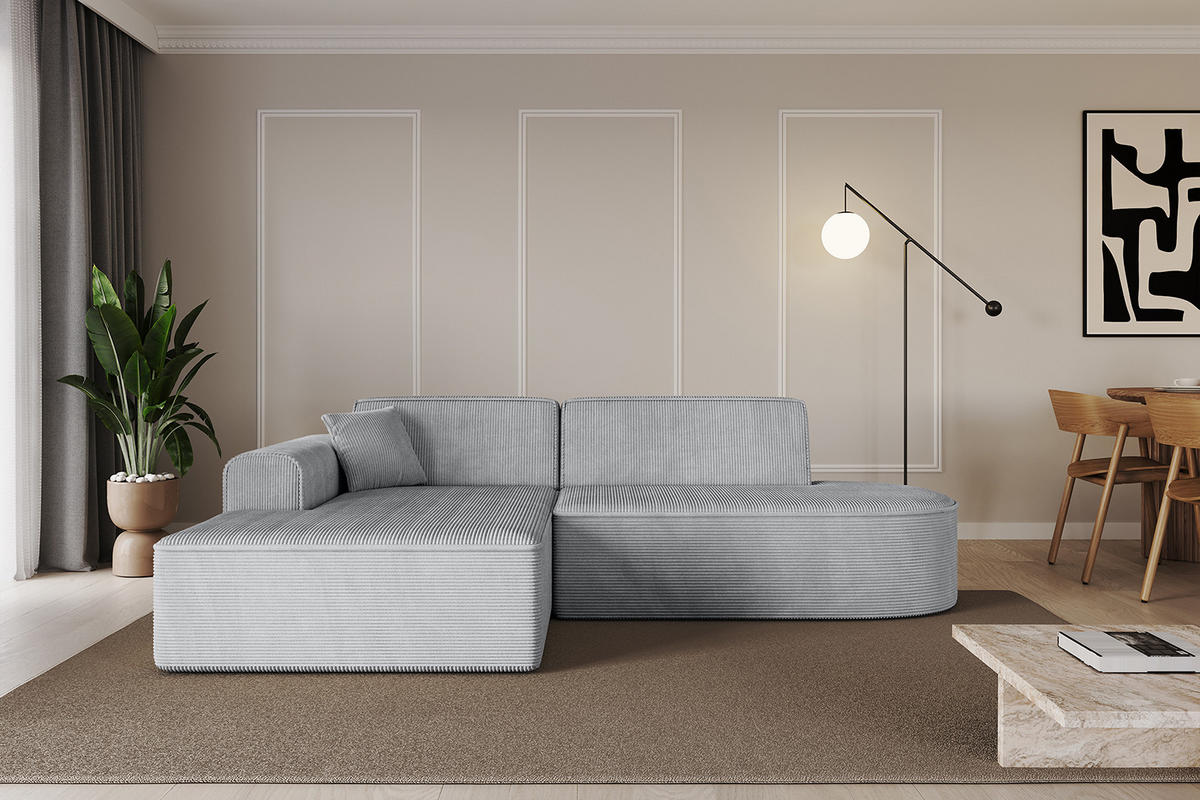 ECKSOFA Ottomane Links IREA-L1-v3 - 232x165x77 cm Grau - Grau, Holzwerkstoff/Textil (232/165cm) - ALTDECOR