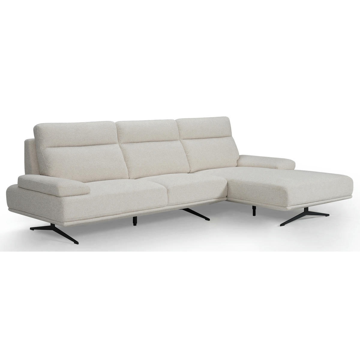 ECKSOFA Webstoff Beige - Beige/Schwarz, Textil/Metall (304/176cm) - Furnhouse