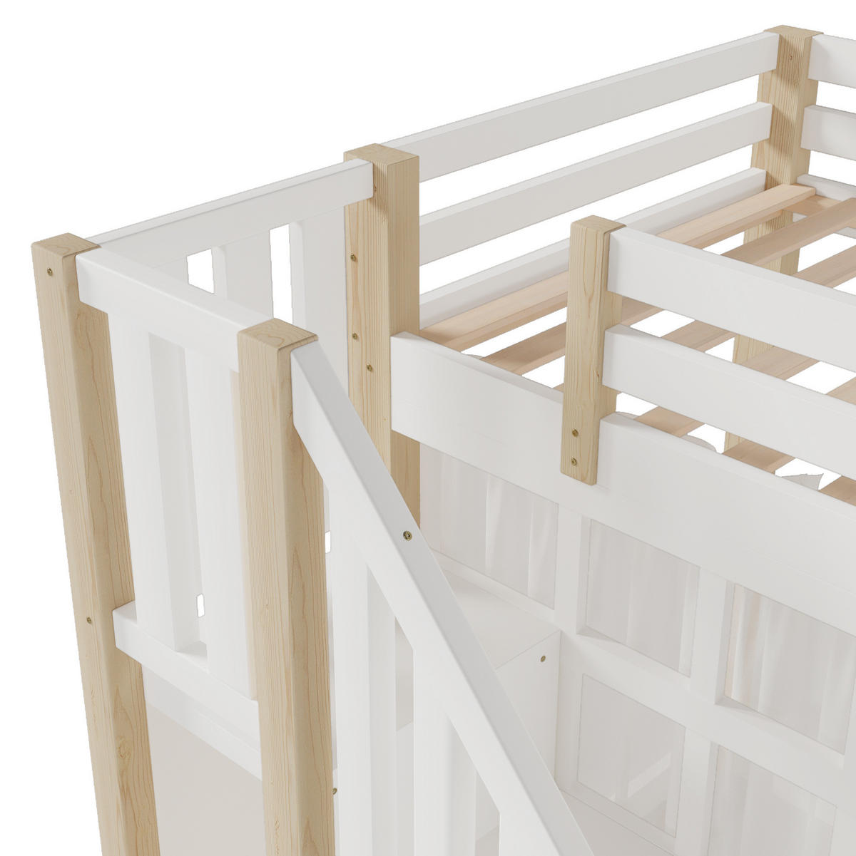 HOCHBETT 90/200 cm, Weiß/Natur mit LED und Ablageleiter - Weiß, Holz (90/200cm) - MIVRAY