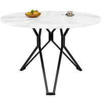 ESSTISCH 100/100/76 cm in Schwarz mit Marmoroptik und Metallgestell - Schwarz, Holzwerkstoff (100/100/76cm) - Flora Grace