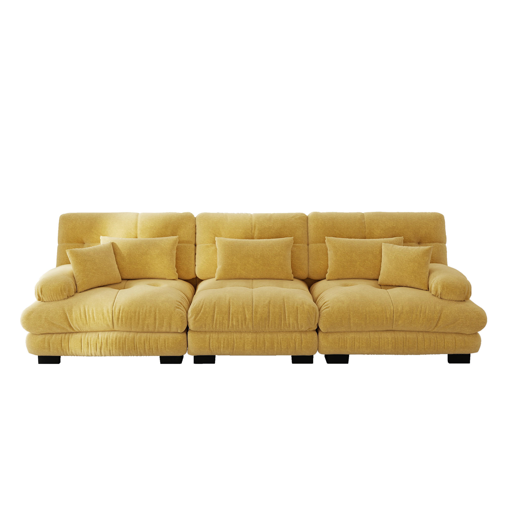 3-SITZER SOFA Chenille Gelb mit Kissen - Gelb, Textil (313/81/77cm) - WISHDOR