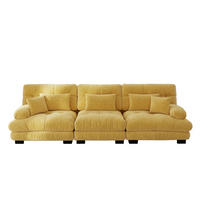 3-SITZER SOFA Chenille Gelb mit Kissen - Gelb, Textil (313/81/77cm) - WISHDOR