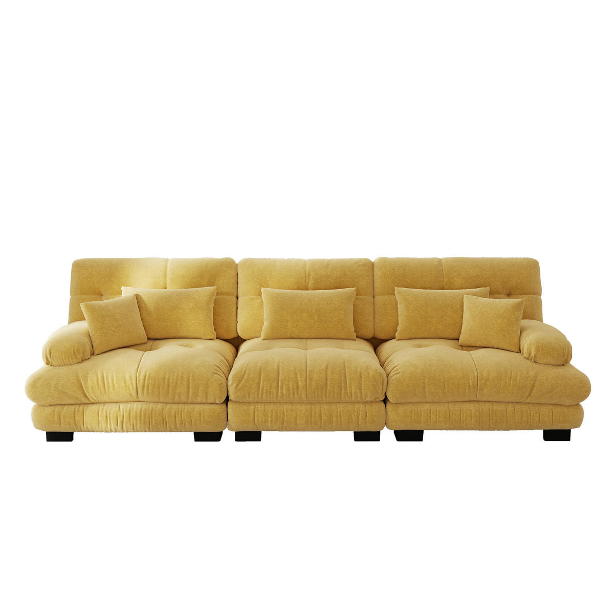 SCHLAFSOFA 3-Sitzer aus Chenille mit Tiefsitz, Gelb - Gelb, Textil (313/81/77cm)