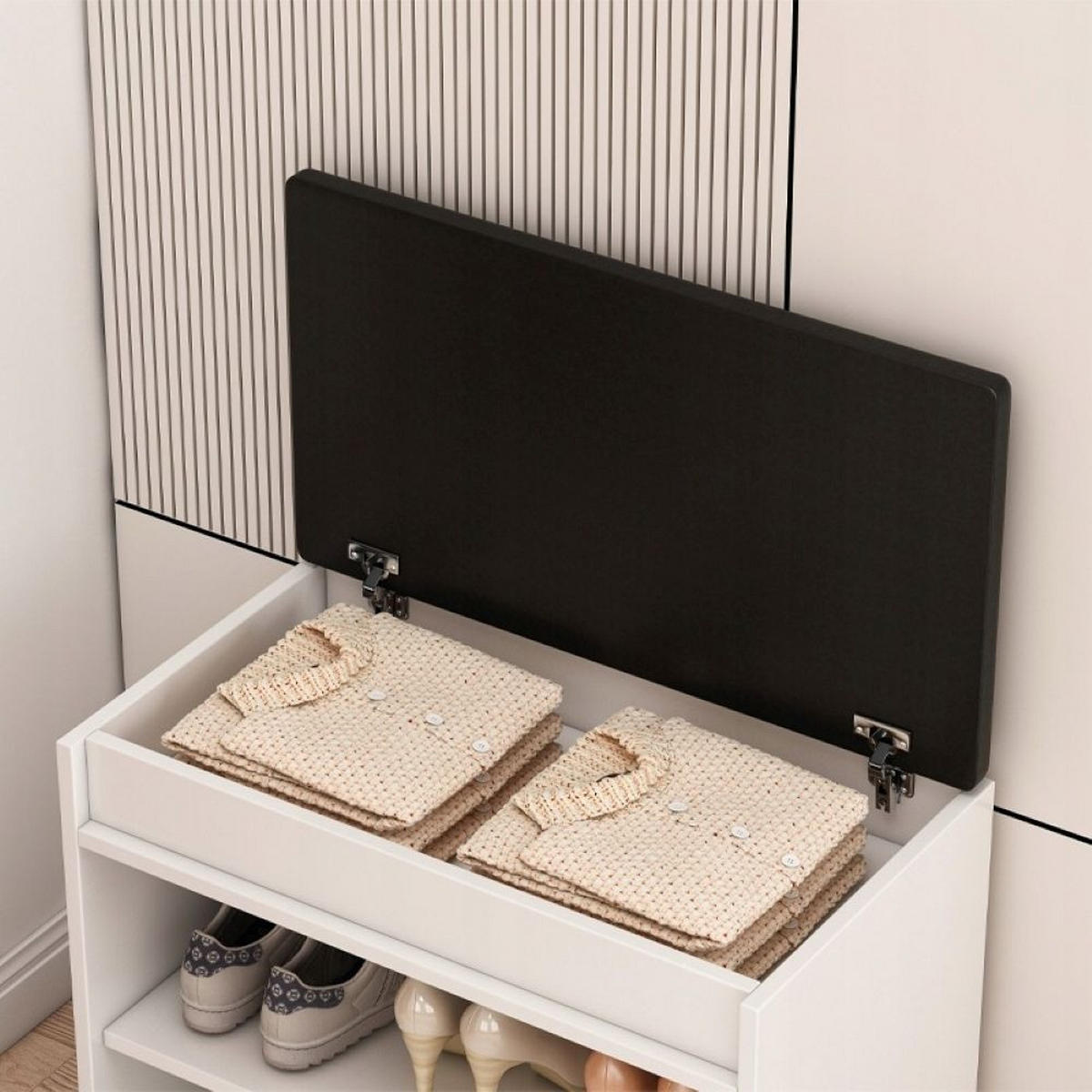 SCHUHSCHRANK, weiß 60/35/49 cm - Weiß, Holzwerkstoff (60/49/35cm)