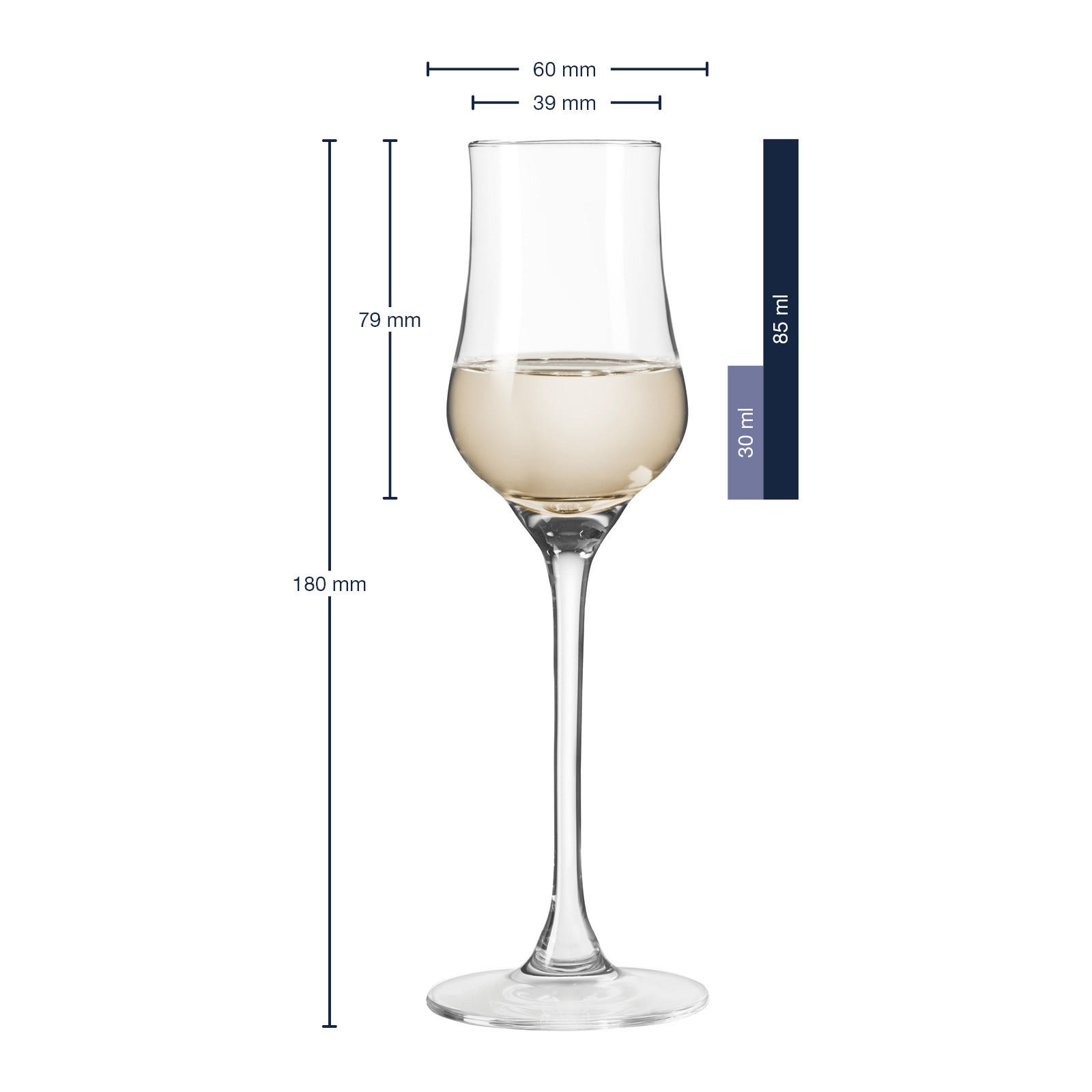 GRAPPAGLÄSER MIT FÜLLSTRICHEN Puccini Gastro-Edition transparent 2 & 4 cl 6er Set - Transparent, Glas (0.04L) - Leonardo Living