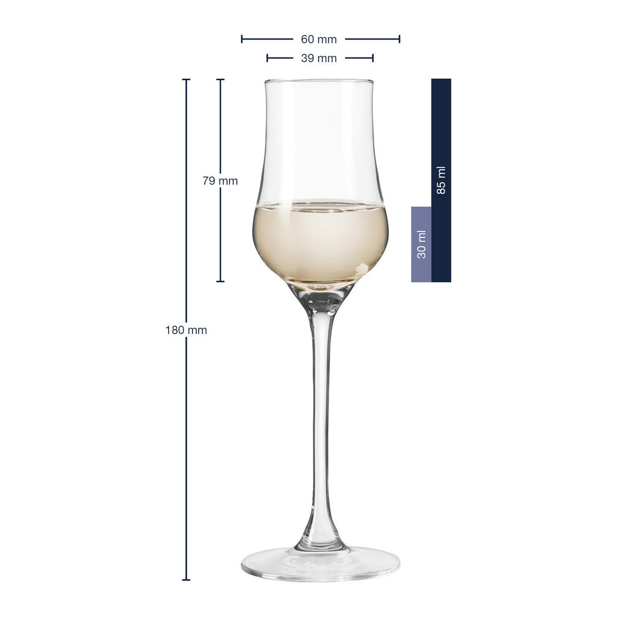GRAPPAGLÄSER MIT FÜLLSTRICHEN Puccini Gastro-Edition transparent 2 & 4 cl 6er Set - Transparent, Glas (0.04L) - Leonardo Living