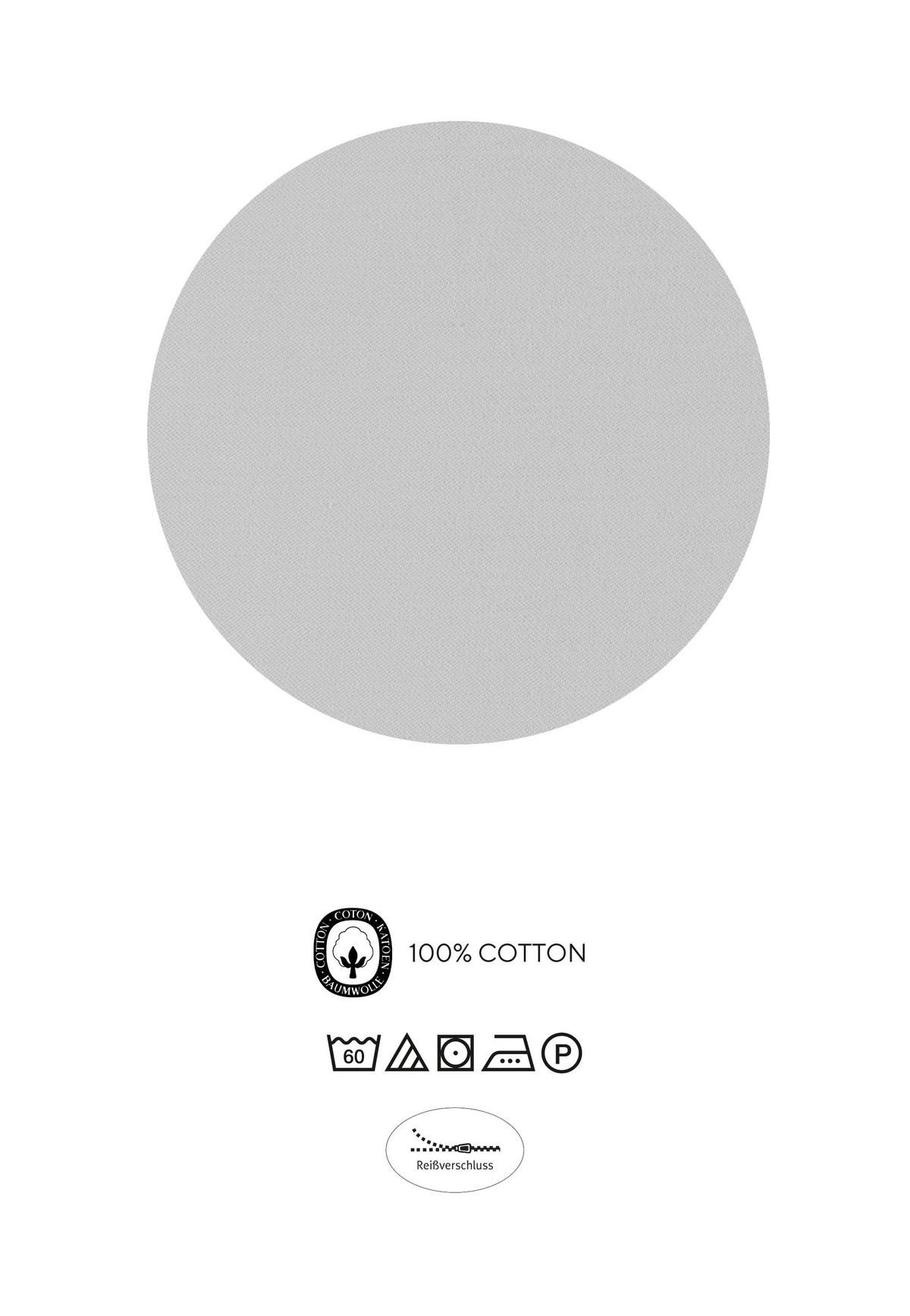 BETTWÄSCHE-GARNITUR Satin Wand sturmgrau, 135x200 cm + 80x80 cm - Grau, Textil (135/200cm) - biberna