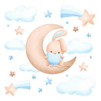 WANDAUFKLEBER 130x214cm - Süßes Häschen - Multicolor, Kunststoff (130/214/0.1cm) - Wallfluent