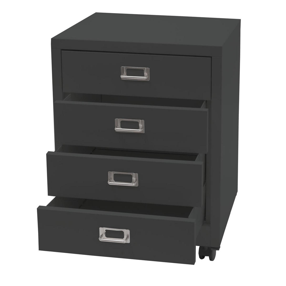 ROLLCONTAINER 55x40x41cm Metall 4 Schubladen Dunkelgrau - Dunkelgrau, Metall (40/55/41cm) - PROREGAL