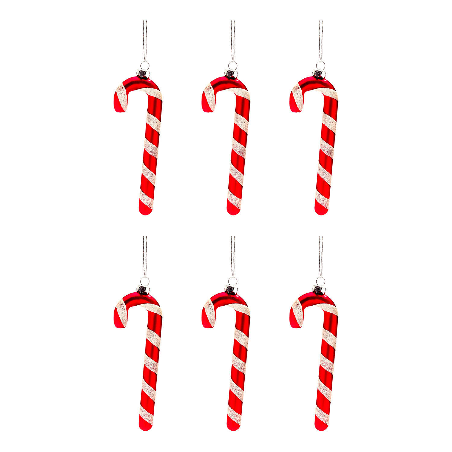 BAUMANHÄNGER ZUCKERSTANGE (6er-Set) Hang On - Rot, Glas (5/12/2cm) - Butlers