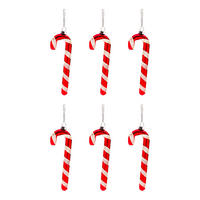 BAUMANHÄNGER ZUCKERSTANGE (6er-Set) Hang On - Rot, Glas (5/12/2cm) - Butlers