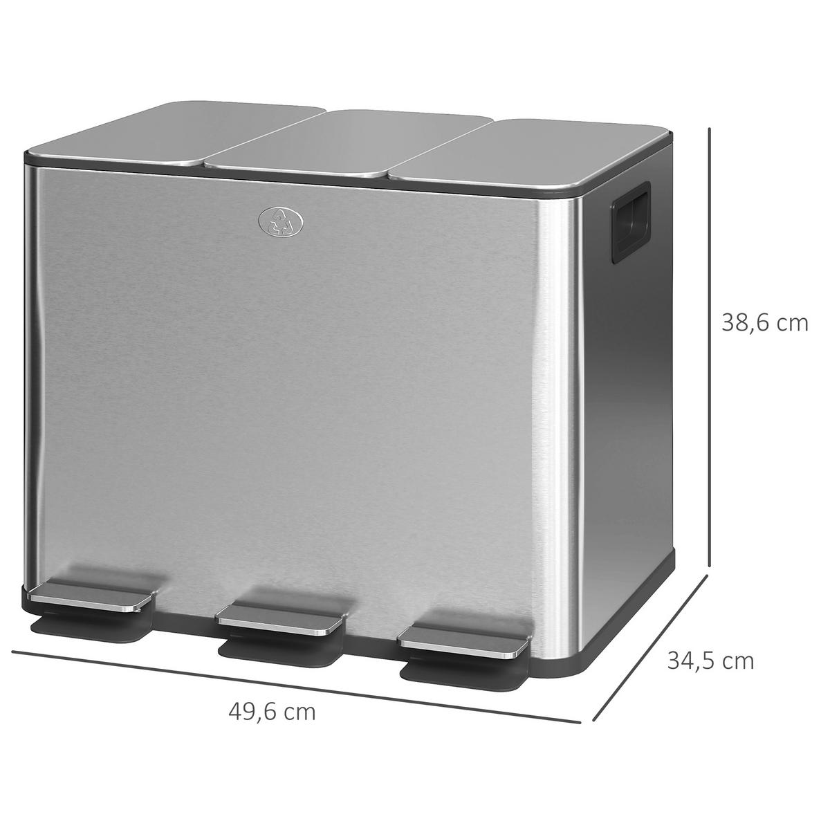 ABFALLEIMER Silberfarben 1 Stück - Silberfarben, Metall (34.5/38.6/49.6cm) - GiPP