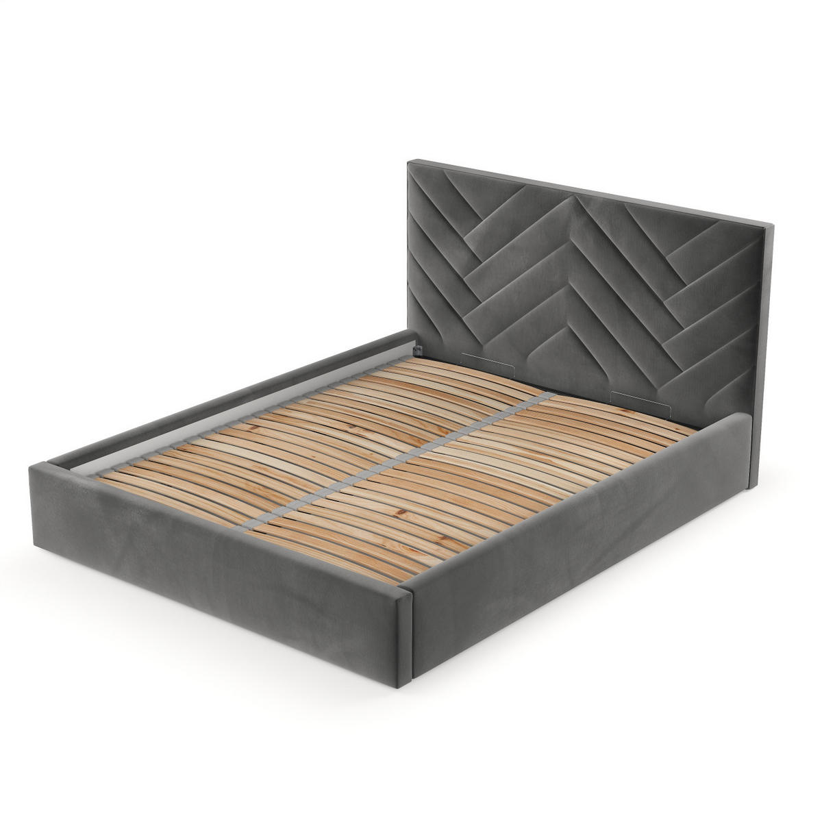 POLSTERBETT Arco 180/200 cm Grau im Kronos Stoff - Schwarz/Naturfarben, Holz/Holzwerkstoff (180/200cm) - AltaBeds