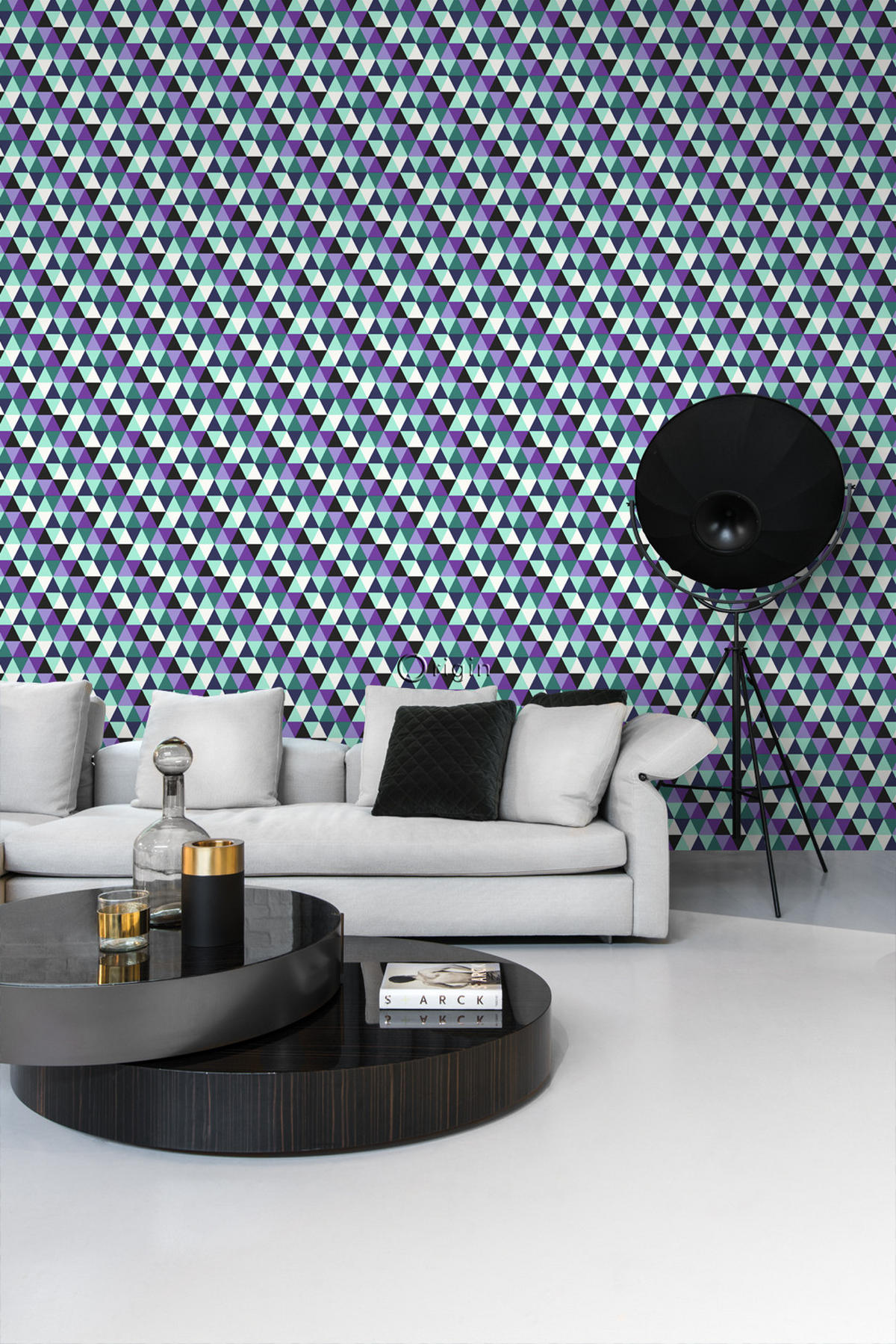 TAPETE grafische Dreiecke 53 cm x 10.05 m - Lila, Papier (53/1000cm) - Origin Wallcoverings