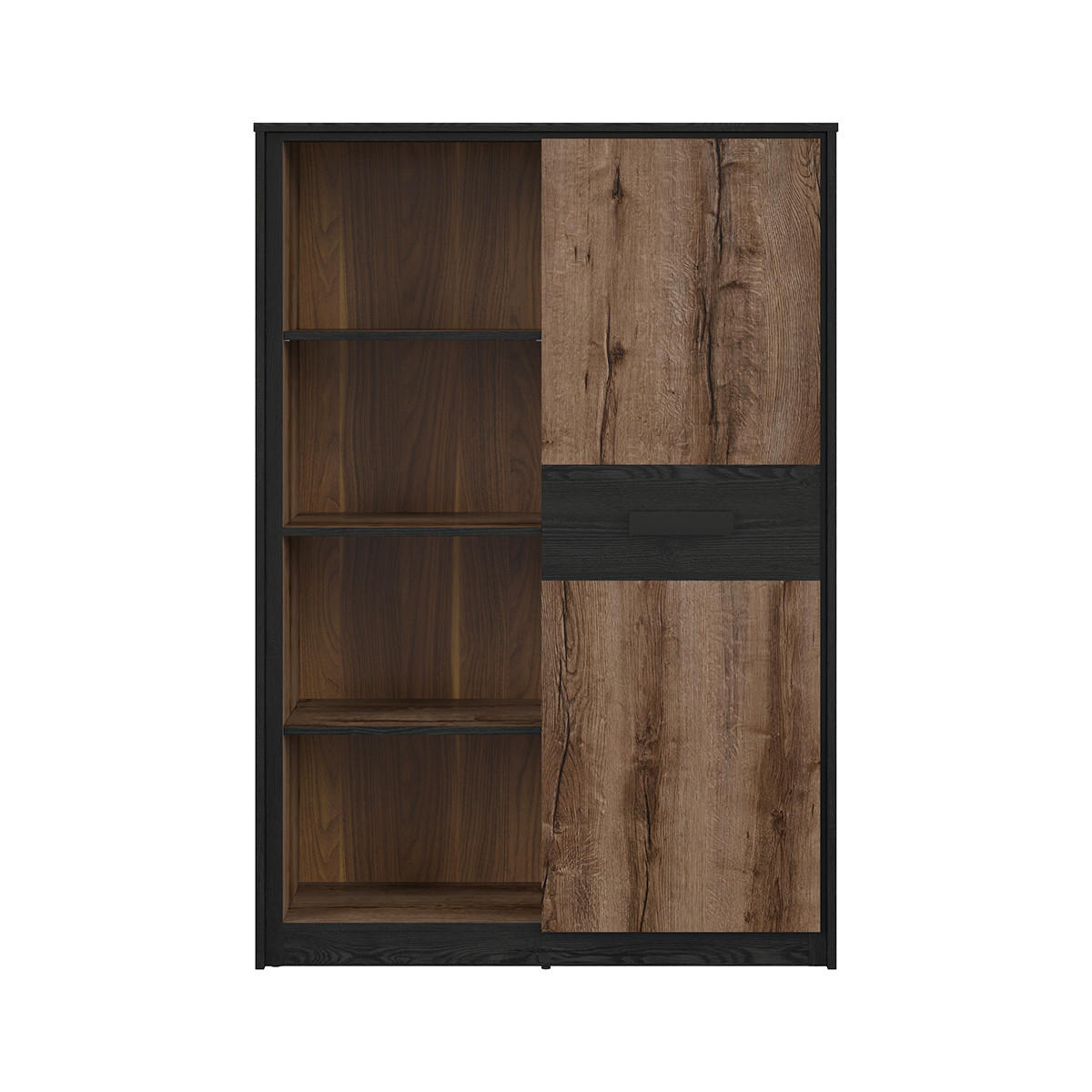 BÜCHERREGAL Romane Holz und Schwarz - Schwarz, Holzwerkstoff (150/49/41cm) - Petits-meubles