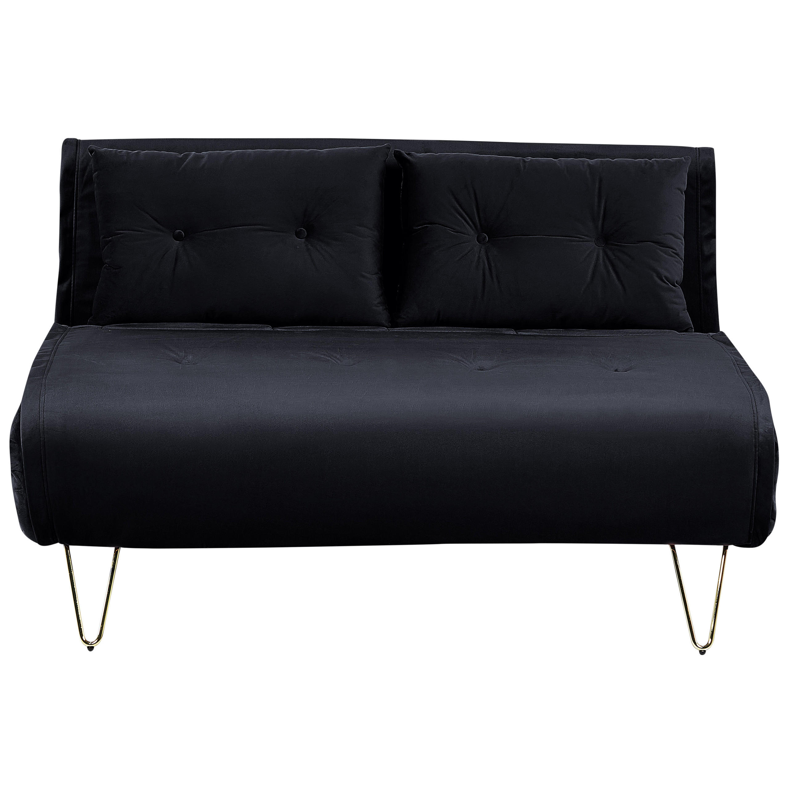 2-SITZER-SCHLAFSOFA Samtstoff Schwarz Vestfold - Schwarz, Textil (130/81/80cm) - Beliani
