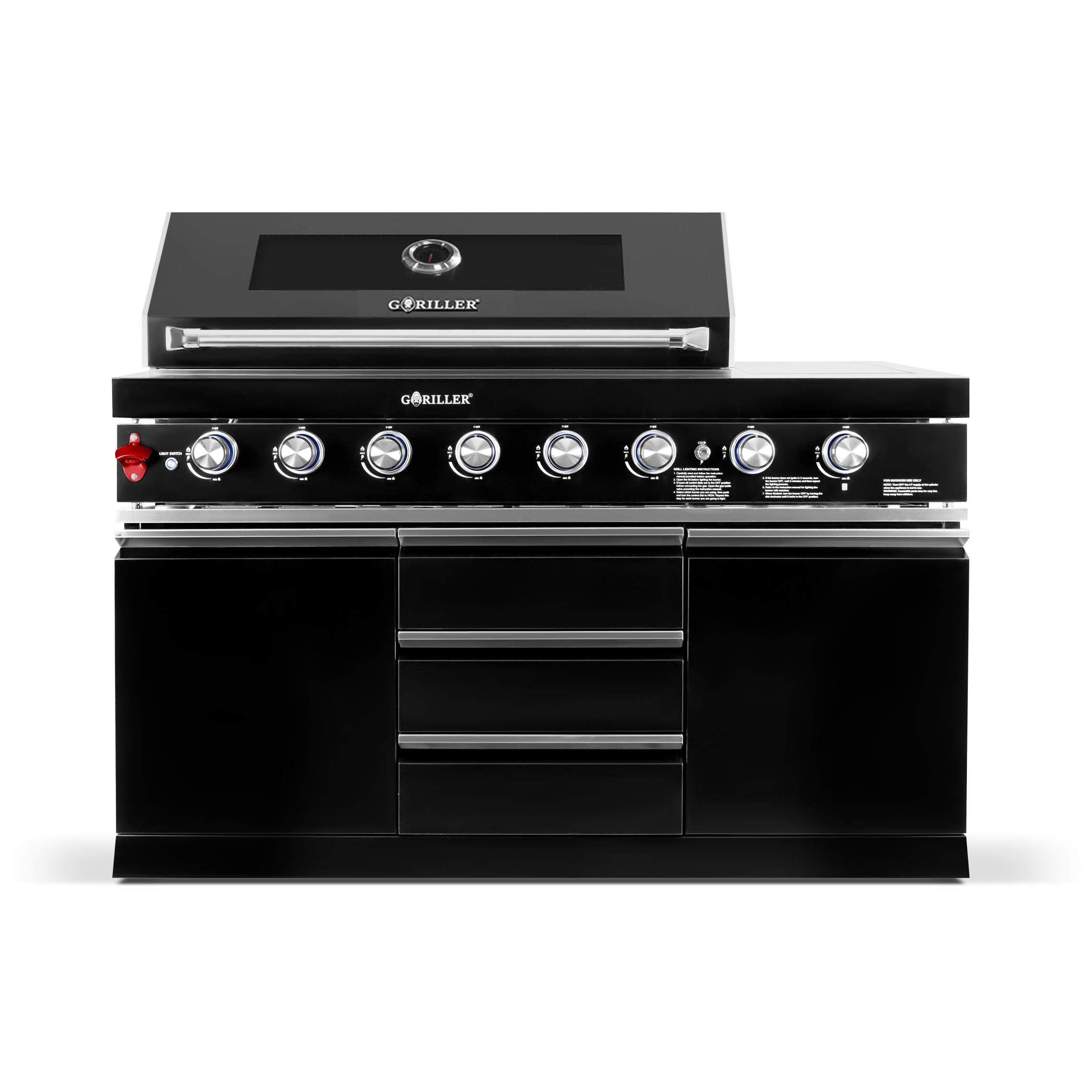 OUTDOORKÜCHE Fusion MAX 230/58/90cm - Schwarz Hochglanz, Metall (230/90/58cm) - Goriller