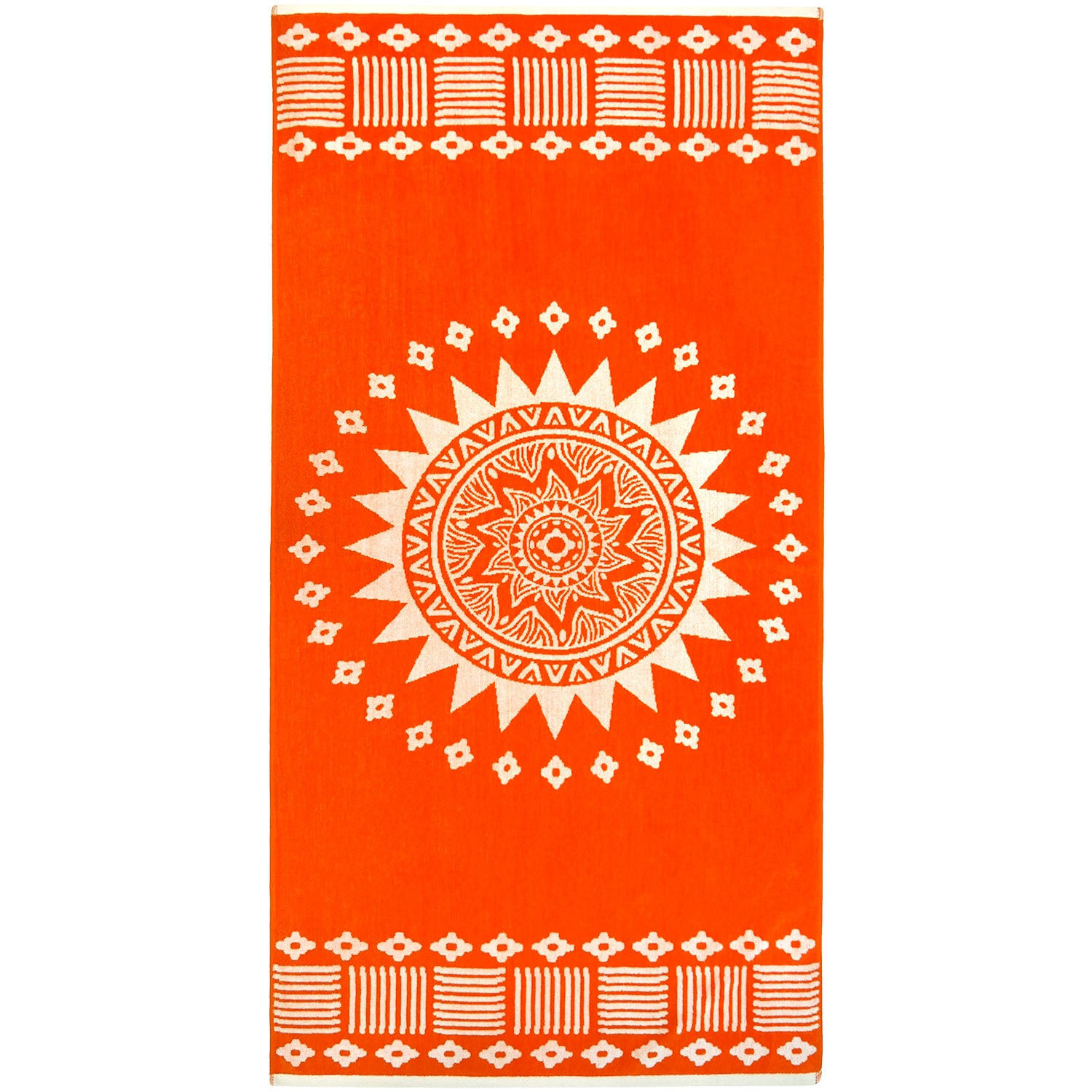 STRANDTUCH Frottee Velours Jacquard Orange 90x170 400g/m² - Oranza - Orange, Textil (90/170cm) - LE COMPTOIR DE LA PLAGE