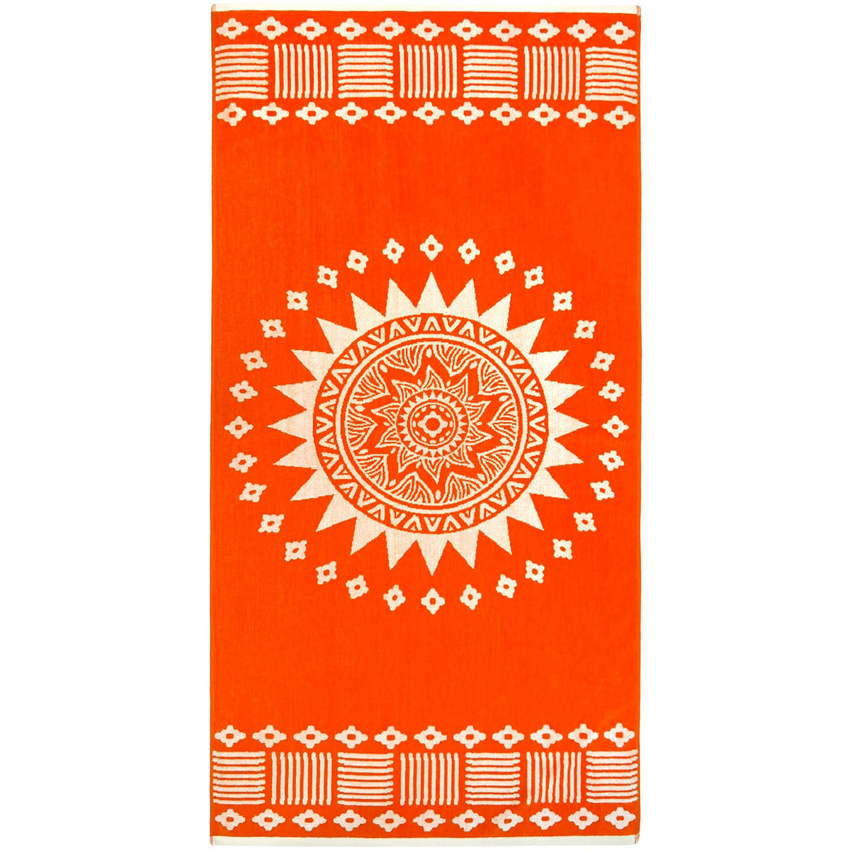 STRANDTUCH Frottee Velours Jacquard Orange 90x170 400g/m² - Oranza - Orange, Textil (90/170cm) - LE COMPTOIR DE LA PLAGE