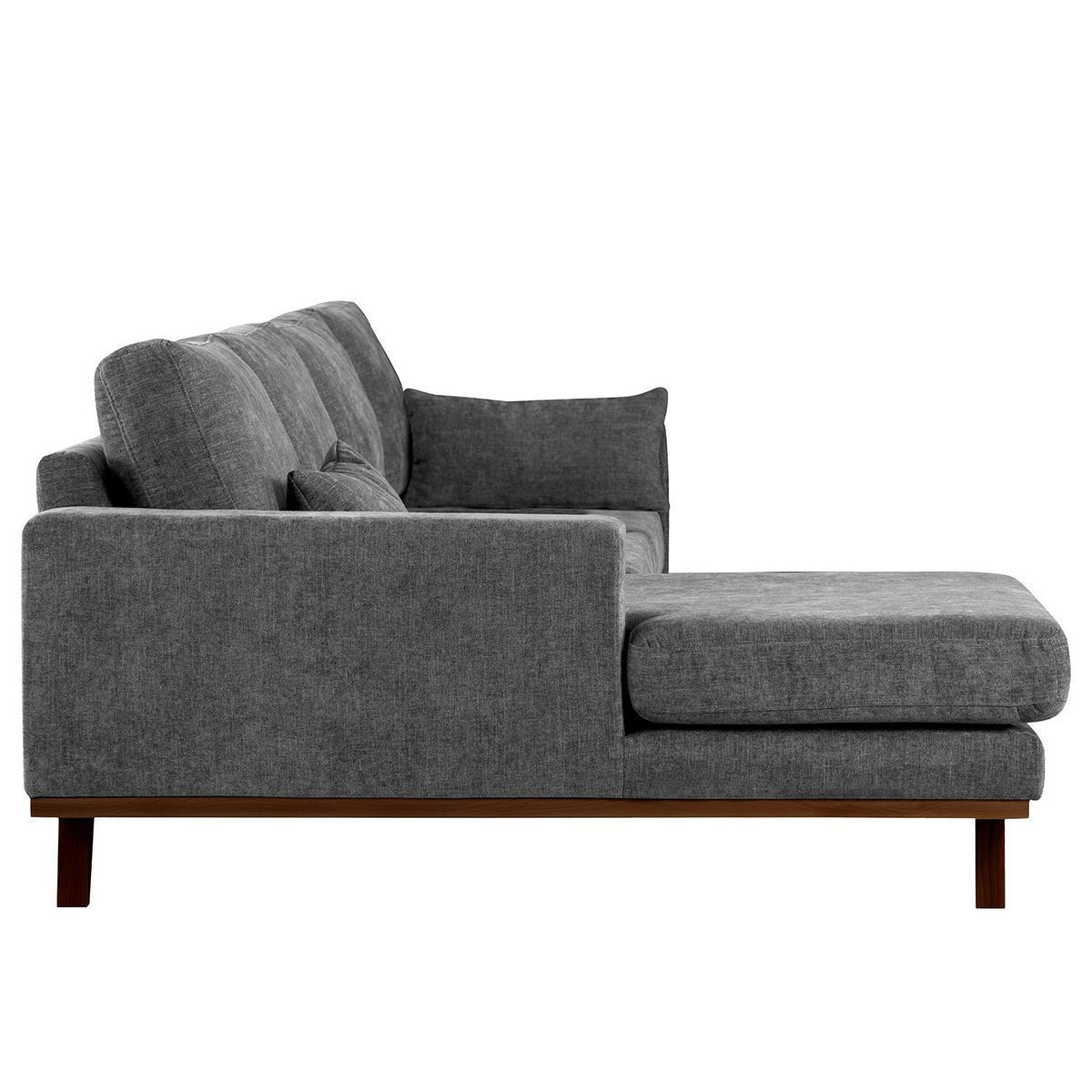 ECKSOFA mit Longchair - Dunkelgrau/Buchefarben, Textil (281/153cm) - home24