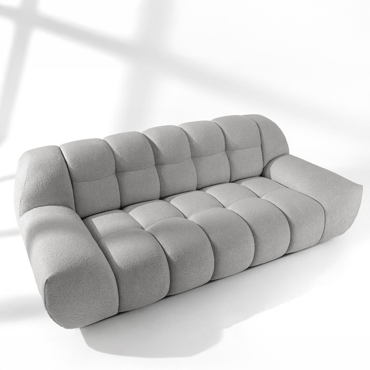 SITZGARNITUR VENA Bouclé, Hellgrau - Hellgrau, Holz/Textil (65/38/65cm) - KONSIMO®