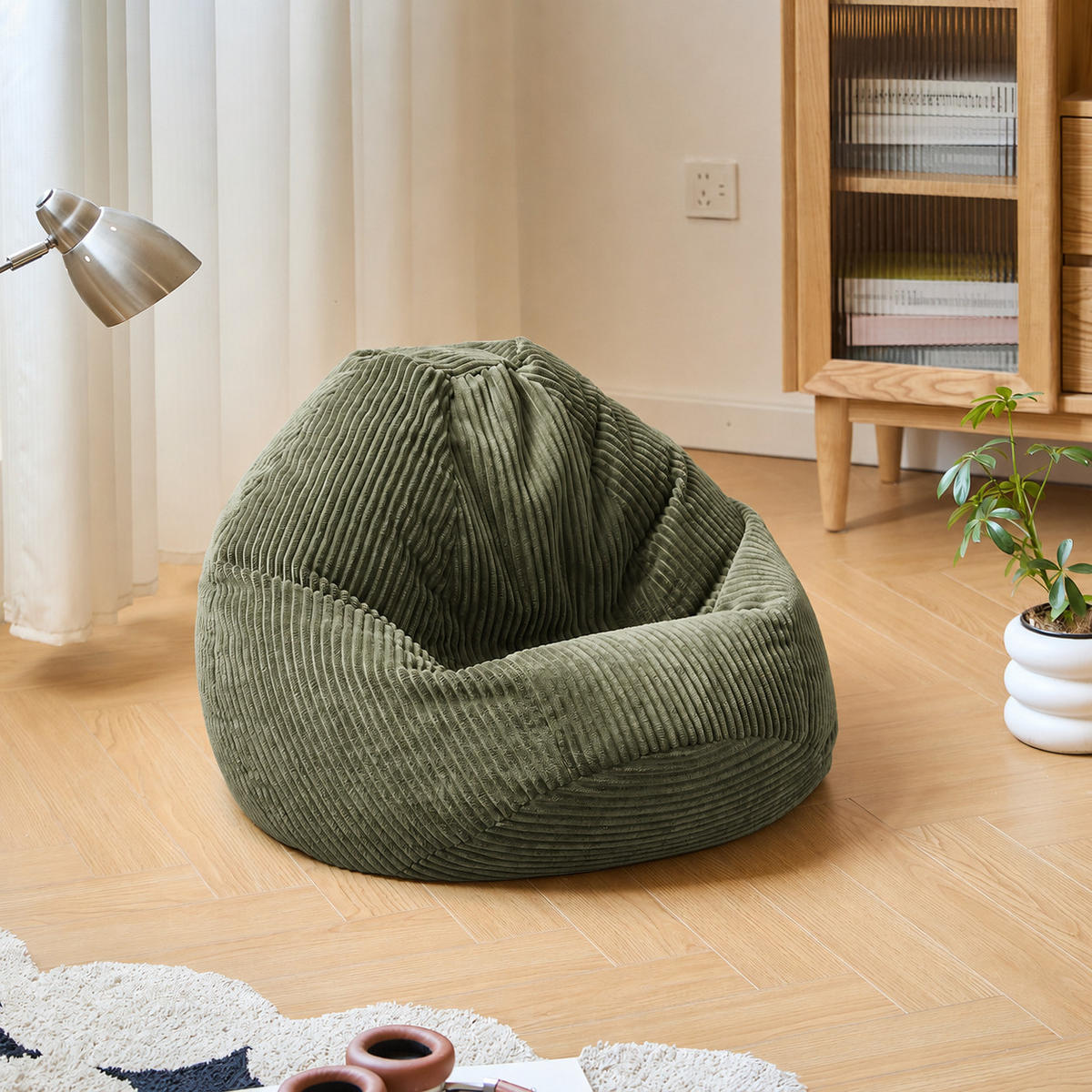 POUF kord Grün - Grün, Textil (85/50/85cm) - Nordlys