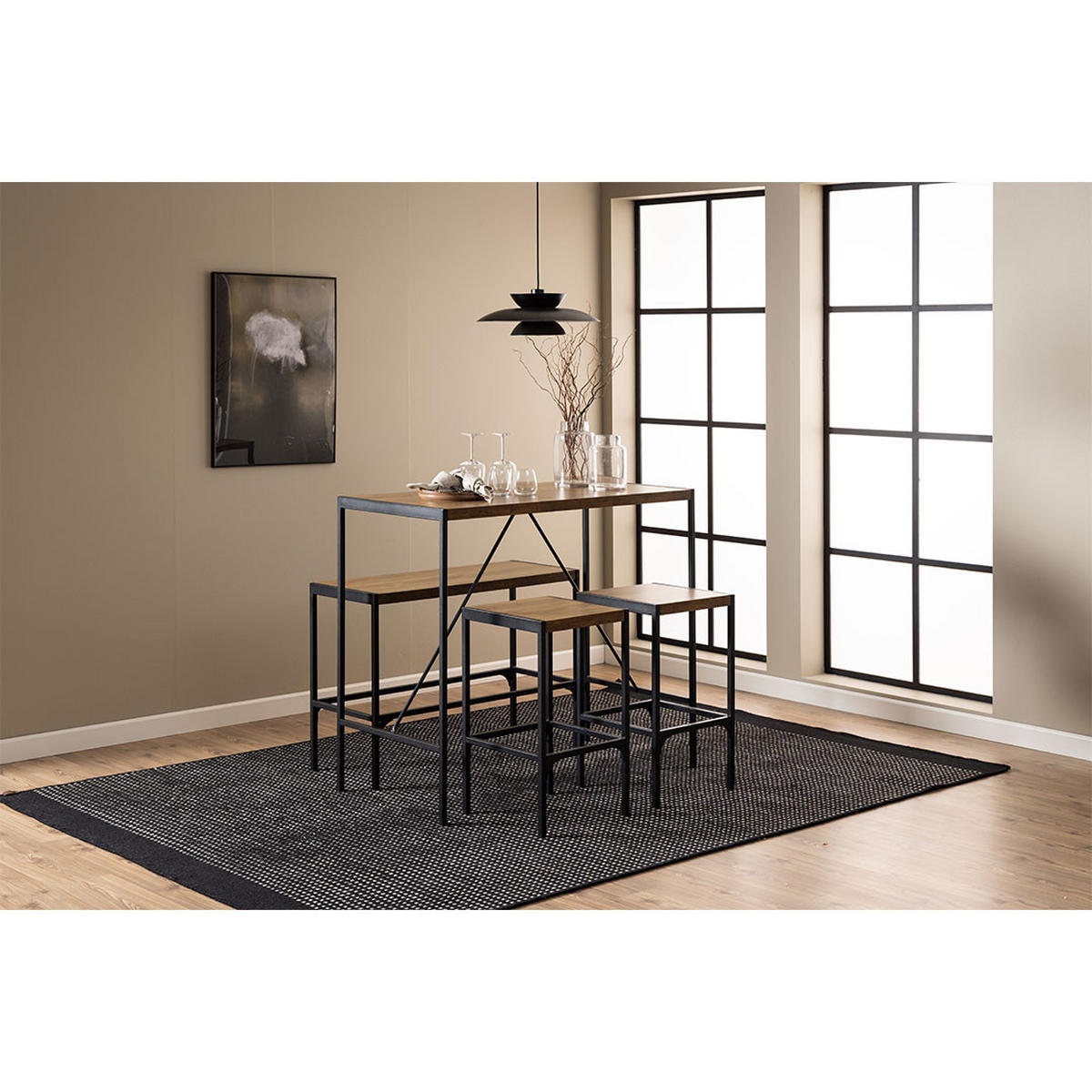 BARTISCH, Bahamas, Tisch Natur, MDF, 120 x 60 x 105 cm, 4-teilig - Naturfarben, Holzwerkstoff/Metall (120/105/60cm) - ebuy24